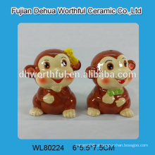 Lovely cerâmica macaco salt pepper shaker